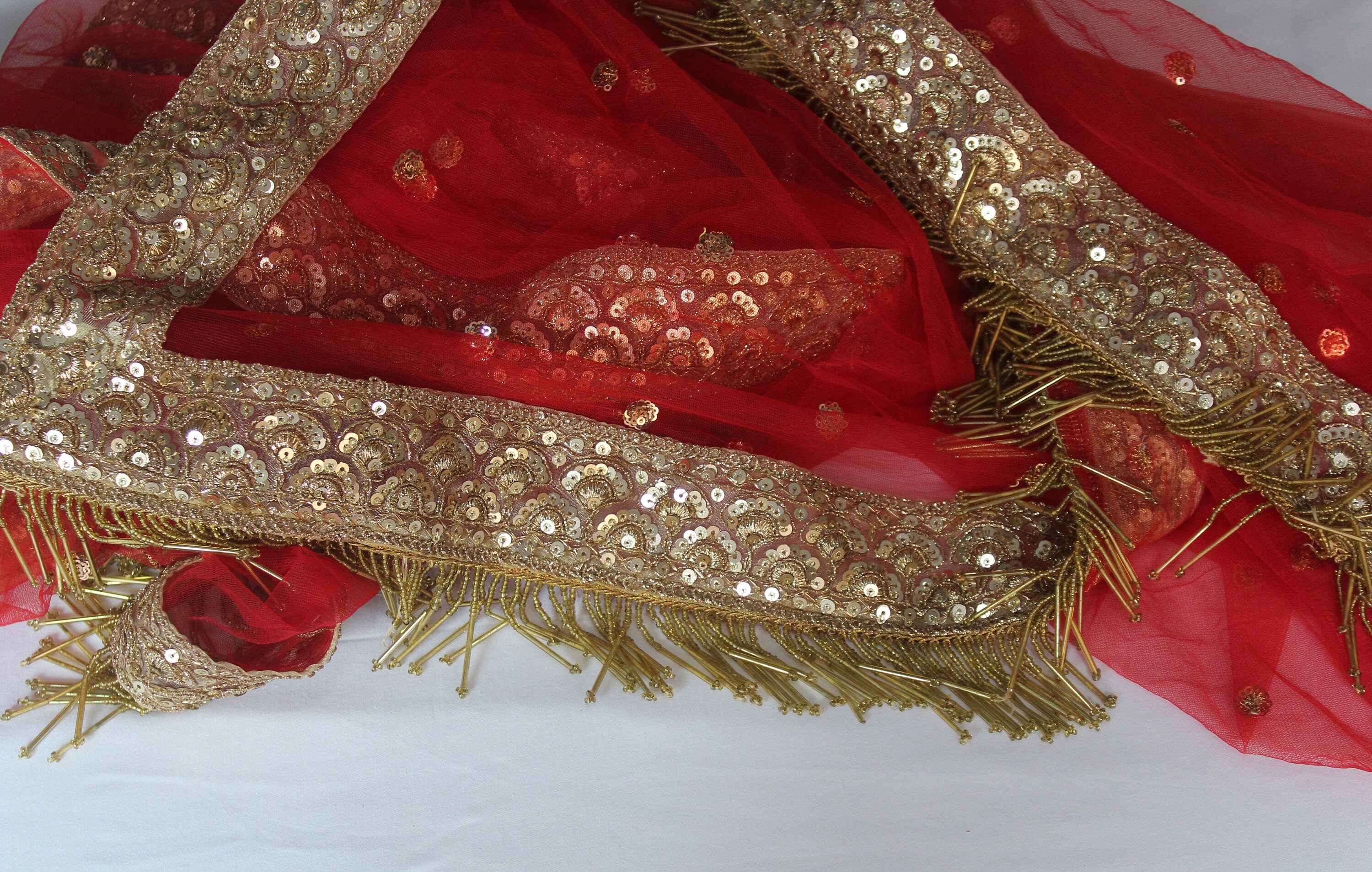 Indian Bridal Dupatta Net Dupatta Wedding Veil Red Net Etsy