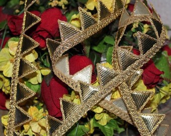 Gota Pati Trim, Golden Gotta Patti, Indian Rajasthani trim, trim for dress designing, gift wrapping ribbon, Triangle trim, Sari Lace