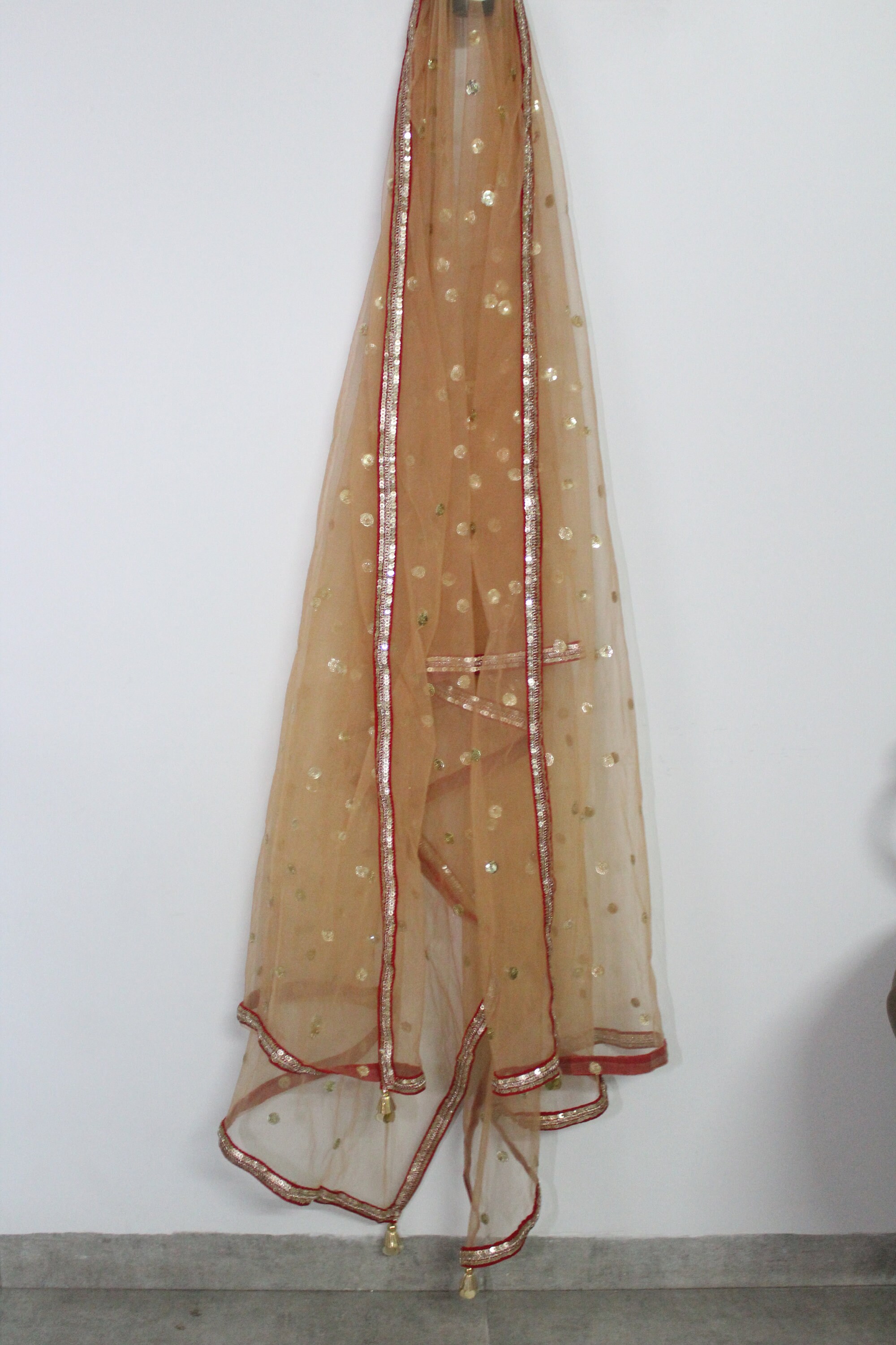 Dupatta with tassels Pink Net Dupatta with Golden Sequin Etsy