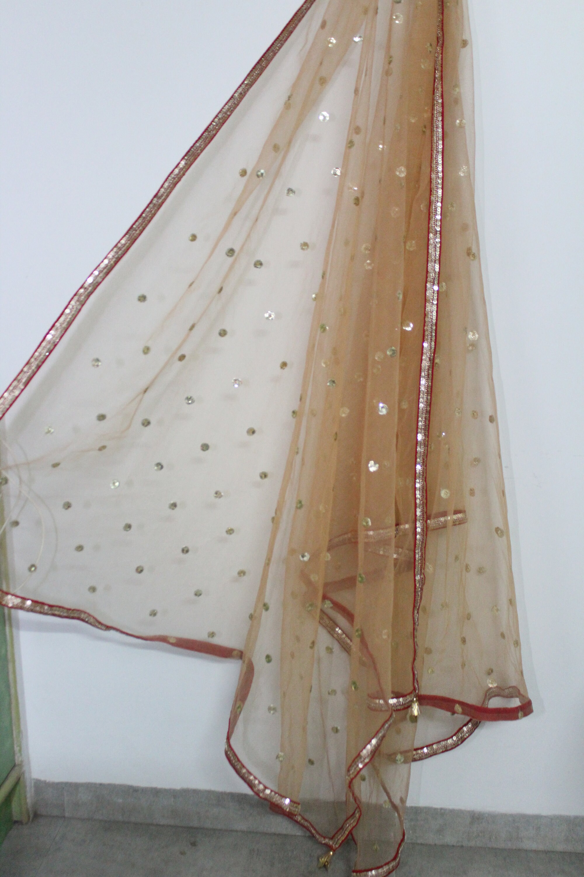 Dupatta with tassels Pink Net Dupatta with Golden Sequin Etsy