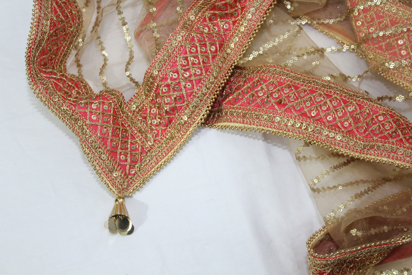 Bridal Dupatta Indian Wedding Dupatta Gold Dupatta With Pink Etsy