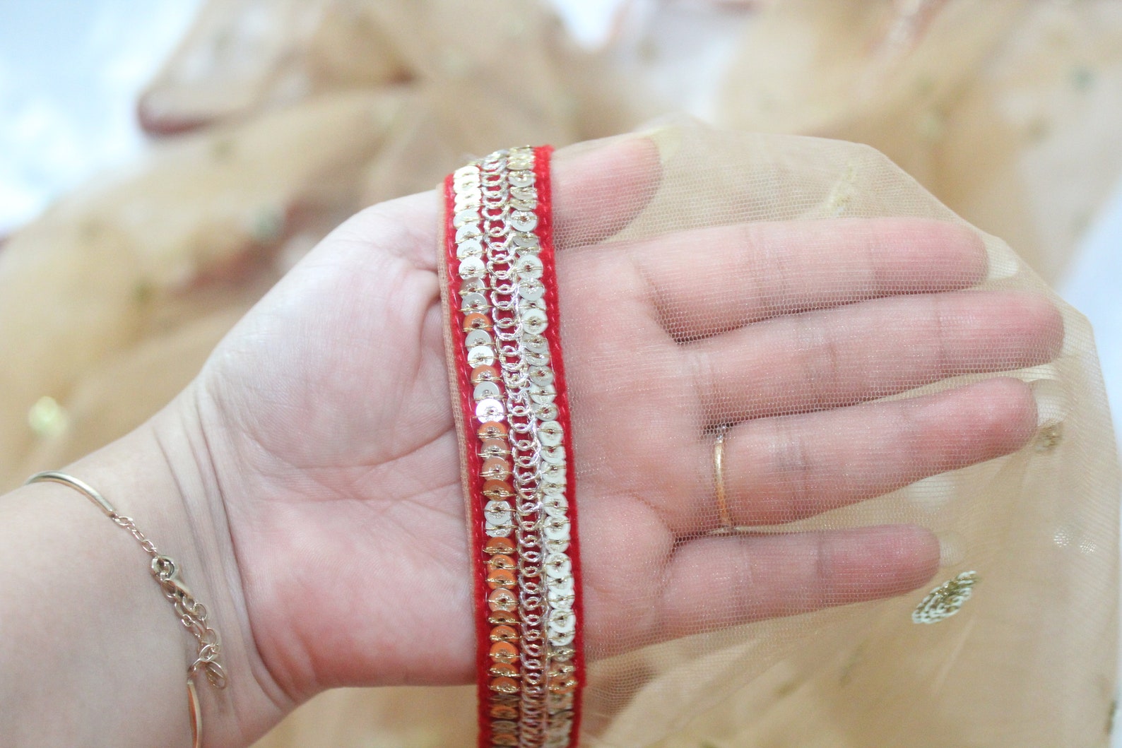 Dupatta With Tassels Pink Net Dupatta With Golden Sequin Etsy