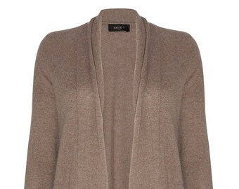 Cappuccino Cashmere Open Cardigan,  Layering Essential, Luxury Knitwear, Women's  Classic Sweater,