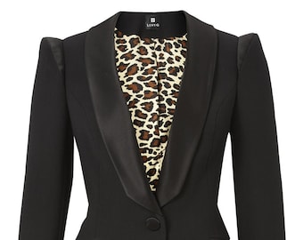 Ladies Black Tuxedo Jacket, Formal Dinner Blazer, Women's Tailored Suit, Classic Evening Wear