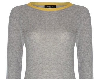 Cashmere grey and yellow jumper