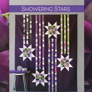 Quilt Pattern SHOWERING STARS digital download PDF Quilt by Robin Pickens / Twin size / Easy Quick Quilt / Jelly Roll Precut image 1