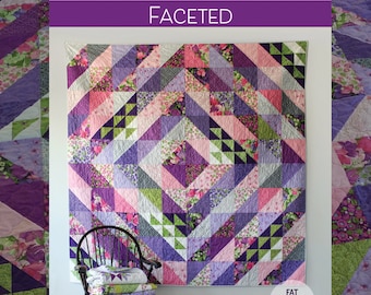 Quilt Anleitung (digital download PDF) von FACETED Quilt von Robin Pickens / Fat Quarter Freundlich / 75" Square Diamond Quilt