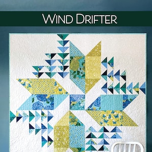 WIND DRIFTER PDF digital quilt pattern by Robin Pickens in 65&quot; + 32&quot; square Lap/Wall size