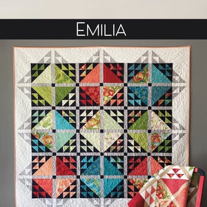 Quilt Pattern (digital download PDF) of EMILIA Quilt by Robin Pickens / Layer Cake Precut/Perfect10 Ruler friendly / 76&quot; or 55&quot; square