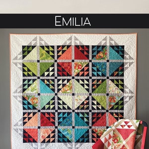 Quilt Pattern (digital download PDF) of EMILIA Quilt by Robin Pickens / Layer Cake Precut/Perfect10 Ruler friendly / 76" or 55" square