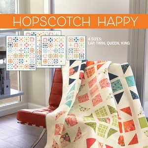 Quilt Pattern PDF Instant Download of HOPSCOTCH HAPPY Quilt by Robin Pickens / Layer Cake friendly / King, Queen, Twin and Lap sizes image 1