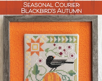 Seasonal Courier: Blackbird&#39;s Autumn Cross Stitch PDF Pattern by Robin Pickens