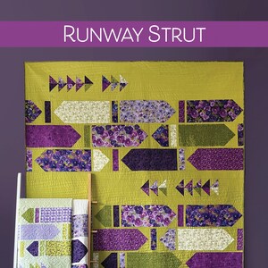 RUNWAY STRUT digital pdf quilt pattern from Robin Pickens, in Lap, Twin, Queen sizes, using Fat Quarters or Half Yards