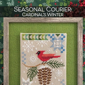 Saisonaler Kurier: Cardinal's Winter Kreuzstich PDF Pattern von Robin Pickins