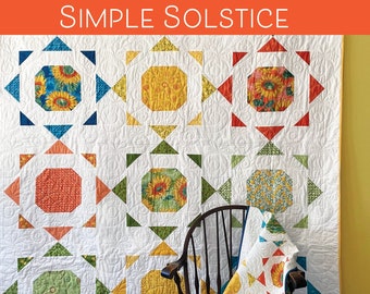 SIMPLE SOLSTICE Digital PDF Quilt Pattern by Robin Pickens. Charm Pack or Layer Cake friendly for wall/lap or twin size