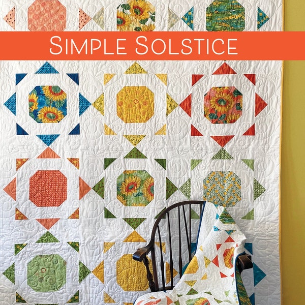 SIMPLE SOLSTICE Digital PDF Quilt Pattern by Robin Pickens. Charm Pack or Layer Cake friendly for wall/lap or twin size