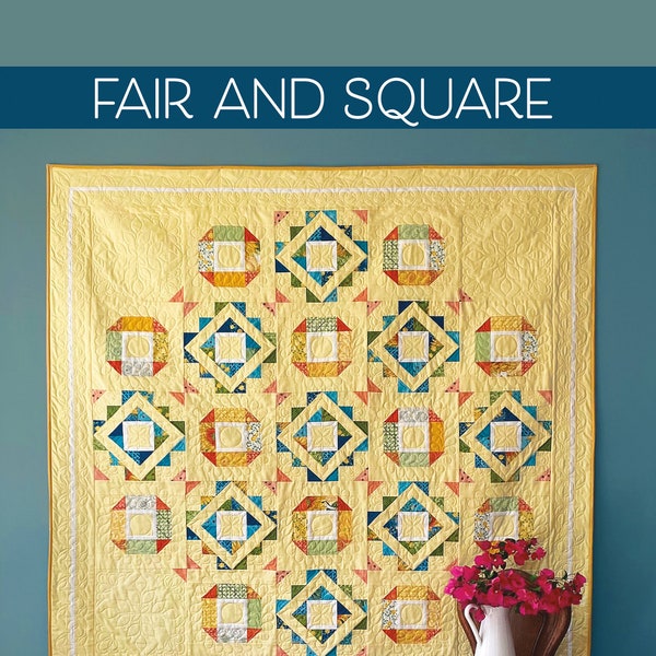 FAIR and SQUARE Digital PDF Quilt Pattern par Robin Pickens / Layer Cake ou Charm Pack friendly in Square 71" size