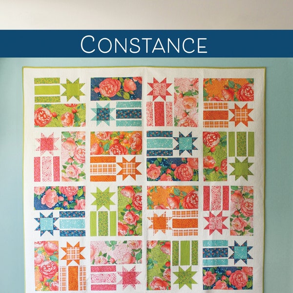 Quilt Pattern (digital download PDF) of CONSTANCE Quilt by Robin Pickens / Lap, Twin, Queen sizes
