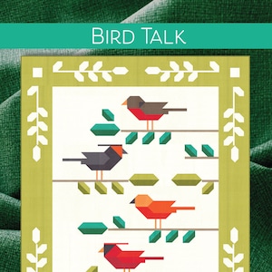 BIRD TALK キルトパターン デジタル PDF、ロビン ピケンズ作、膝またはツインサイズ