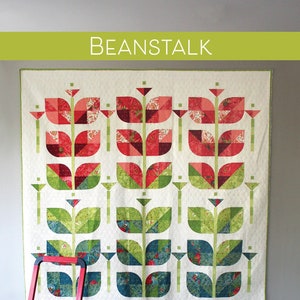 Quilt Pattern Digital PDF of BEANSTALK by Robin Pickens/ lap, large square, twin, queen quilt/curved piecing with paper template