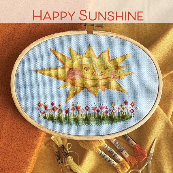 Patrón PDF digital punto de cruz Happy Sunshine por Robin Pickens