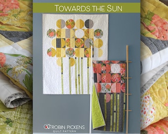 Quilt Pattern Dgital Pdf of TOWARDS THE SUN Quilt by Robin Pickens/ wall quilt/ modern circles quilt /pieced or applique