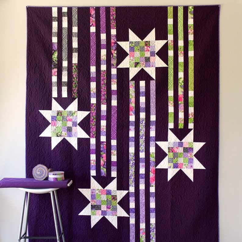 Quilt Pattern SHOWERING STARS digital download PDF Quilt by Robin Pickens / Twin size / Easy Quick Quilt / Jelly Roll Precut image 5