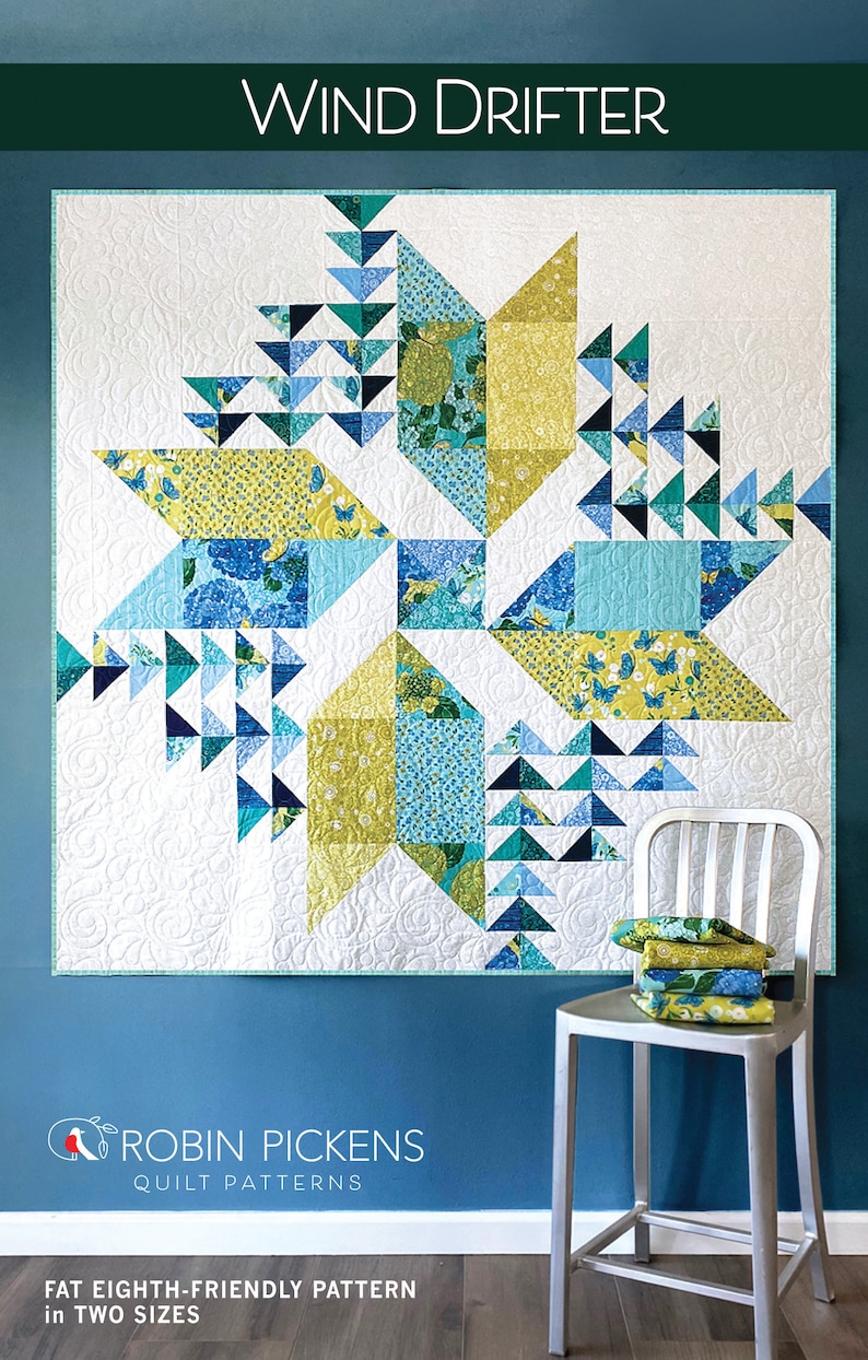 WIND DRIFTER PDF digital quilt pattern by Robin Pickens in 65 32 square Lap/Wall size image 1