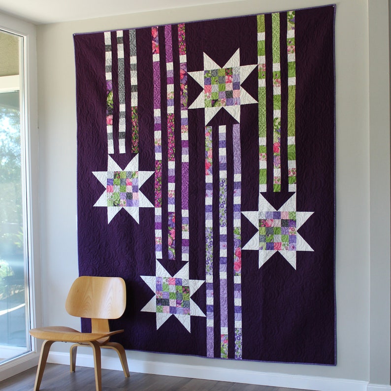 Quilt Pattern SHOWERING STARS digital download PDF Quilt by Robin Pickens / Twin size / Easy Quick Quilt / Jelly Roll Precut image 3