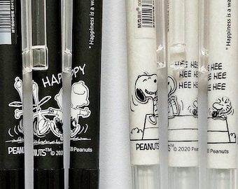 Snoopy Woodstock Charlie Brown 'happiness is a warm puppy' cute kawaii kitsch 0.5mm gel ink pens
