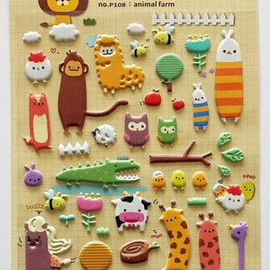 Animal Farm cute kawaii kitsch puffy 3D stickers