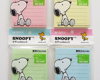 Snoopy Woodstock Peanuts Charlie Brown cute kawaii kitsch rainbow candy colour printed sticky notes