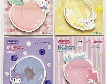 Sanrio Hello Kitty My Melody Kuromi Cinnamoroll fruity cutie sticky notes memos