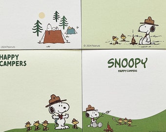 Snoopy 'happy campers' Woodstock Peanuts Charlie Brown cute kawaii kitsch printed notepads memos