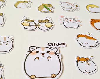 Podgy hamster funny hamsters cute kawaii kitsch sticker pack
