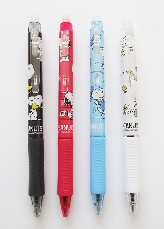 Snoopy Woodstock Peanuts Charlie Brown Cute Kawaii Kitsch 0.5mm Erasable  Blue Gel Ink Clicker Pens 