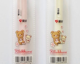 Rilakkuma sakura cute kawaii kitsch 0.5mm black gel ink pen in pouch