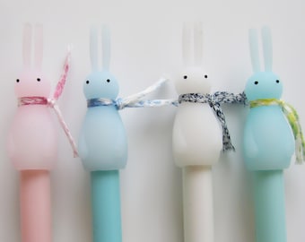 Dapper bunny rabbit wearing natty scarf cute kawaii premium quality retractable refillable black gel ink pens