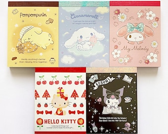 Kuromi Pompompurin My Melody Hello Kitty Cinnamoroll mini printed notebooks version 2