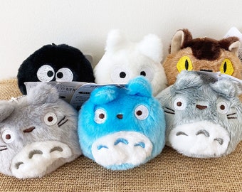 Totoro podgy puffballs cute kawaii kitsch beanie belly plush with detachable chain in handmade gift bag