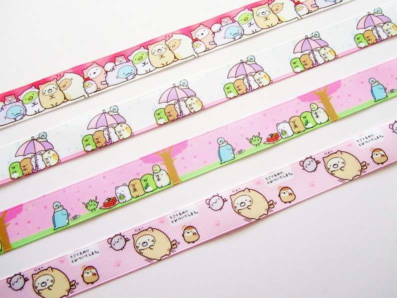 Sumikko Gurashi bear cat penguin cutlet cute kawaii kitsch grosgrain ribbon pink