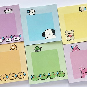 Frog bear cat dog bunny penguin cute kawaii notepads memos with printed pages