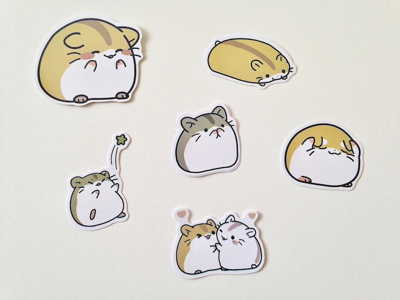 Podgy Hamster Funny Hamsters Cute Kawaii Kitsch Sticker Pack Etsy UK