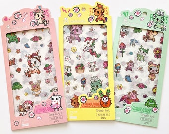 Tokidoki 'Flower Power' unicorns cute kawaii kitsch washi sticker packs
