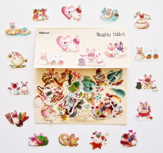 Hello Kitty cat bunny soft drawn kawaii kitsch washi sticky masking deco tapes