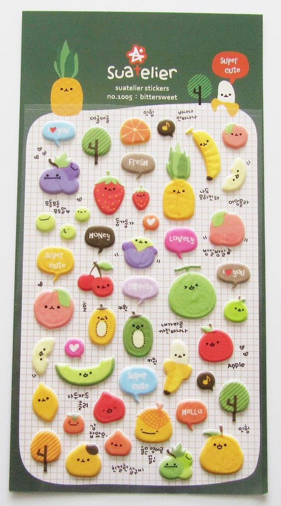 Happy Fruit Cute Kawaii Kitsch Puffy 3D Stickers 