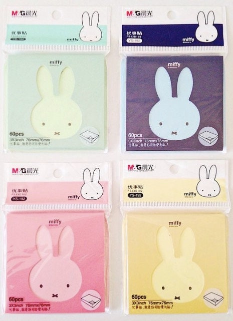 Miffy bunny rabbit candy colour sticky notes memo pads | Etsy