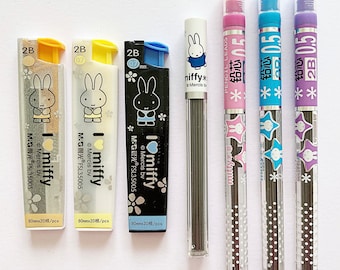 Miffy bunny rabbit mechanical pencil refills cute kawaii kitsch boxes 2B 0.7mm 0.5mm HB 0.5mm HB 0.9mm