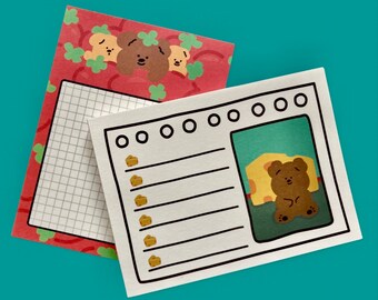 Bonzo Bears 'cheese and tomatoes' cute kawaii kitsch notepads with printed pages