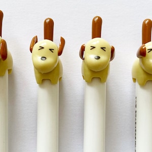 Posing pups! cute kawaii kitsch gel ink clicker pens with moveable parts